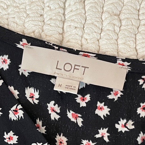 Loft Floral Dress Women's M Long Sleeve V Neck Button Front Drop Waist Casual - Picture 7 of 12